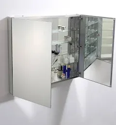 Fresca Bath 40" W x 36" H Modern Bathroom Medicine Cabinet with Mirrors, Recessed or Wall-Mount Installation, 4 Adjustable Glass Shelves, 2 Mirrored Doors - #FMC8011