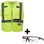 Milwaukee High Visibility Yellow Safety Vest Small/Medium &amp; Glasses - Combo Ship