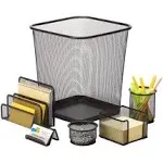 Honey Can Do 6 Piece Steel Mesh Desk Set Black