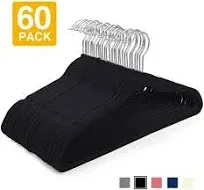 Velvet Hangers 60 Pack Black – Heavy Duty Velvet Clothes Hangers - Non Slip Felt