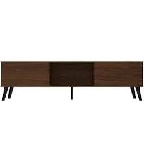 Manhattan Comfort Doyers Mid-Century Modern Living Room TV Stand, 62.20 Inch Wide, Nut Brown