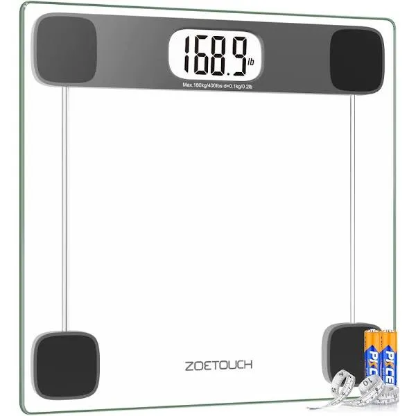 Scale for Body Weight Digital Bathroom Weighing Bath Scale, Tempered Glass LC...