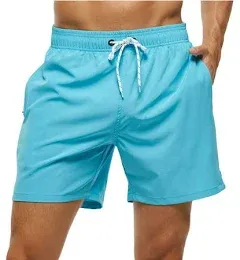 Tyhengta Men's Swim Trunks Quick Dry Beach Shorts with Zipper Pockets and Mesh Lining