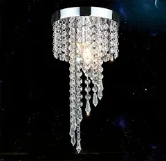 Rain Drop Ceiling Lighting Flush Mount Fixture Crystal Chandelier Spiral Sphere