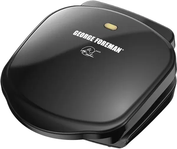 George Foreman 2-Serving Classic Plate Electric Indoor Grill and Panini Press, Black, Small Compact Size, GR10B