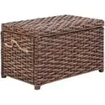 happimess Jacob 31.5" Handwoven Wicker Storage Trunk, Dark Brown Wash