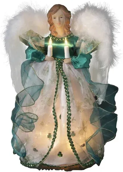 Kurt Adler UL 10-Light Irish Angel Treetop Figurine 12 inch