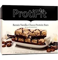 PROTIFIT - Low Calorie Snack Bar for Healthy Diets, High Protein, 15g Protein, Low Carb, Low Sugar, Ideal Protein Compatible, 7 Servings Per Box (Remix Vanilla-Choco)