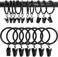 AMZSEVEN 100 Pack Metal Curtain Rings with Clips, Drapery Clips Hooks, Decorativ