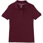  Girls&#039; Short Sleeve Picot Collar Polo School Uniform Shirt 6 Years Burgundy