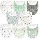 8-Pack Organic Baby Bibs for Boys, Girls - Soft Cotton Drooling and Teething Bab