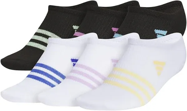 adidas Girls' Kids Superlite 3.0 No Show Athletic Socks (6-Pair) Low-Profile Fit with Targeted Padding and Arch Compression