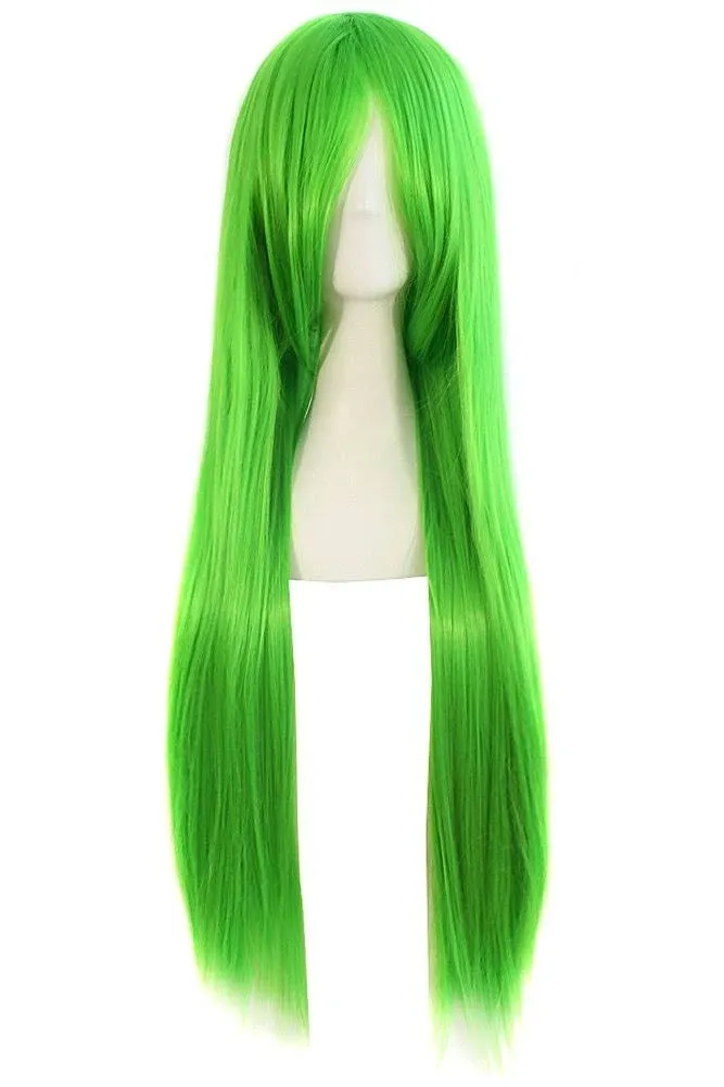 MapofBeauty 32" 80cm Long Straight Anime Costume Cosplay Wig Party Wig (Green)