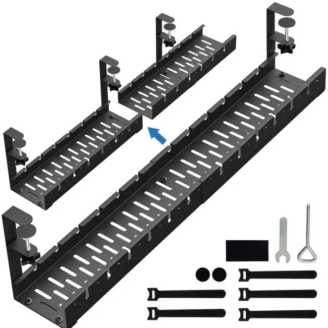  No Drilling Extendable Under Desk Cable Management, 1 Pack Extendable 31&#039;