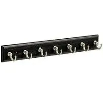 FBKEYT7-BSE-R Wall Mounted Black 13-1/2 In. Key Rail, 7 Satin Nickel Hooks