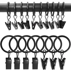 AMZSEVEN 100 Pack Metal Curtain Rings with Clips Curtain Hangers Clips Drapery Clips with Rings Drapes Rings 1 in Interior di