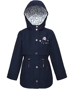 Girls Rokka and Rolla Butterfly Hooded Windbreaker Trench Dress Coat Pink M 8