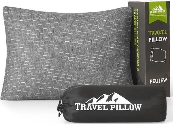 Small Camping Pillow Travel Pillow Compressible Breathable Cover, Ideal Backpacking Hiking and Car