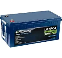 ExpertPower 12V 200Ah Lithium LiFePO4 Deep Cycle Rechargeable Battery | Bluetooth | 2500-7000 Life Cycles & 10-Year Lifetime | Built-in BMS | RV, Van, Solar, Marine, Overland, Off-Grid