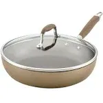 Anolon 12" Advanced Home Hard-Anodized Nonstick Deep Frying Pan with Lid Bronze