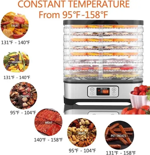 Food Dehydrator Machine, Fruit Dehydrators with 8-Trays, 400 Watt, BPA Free