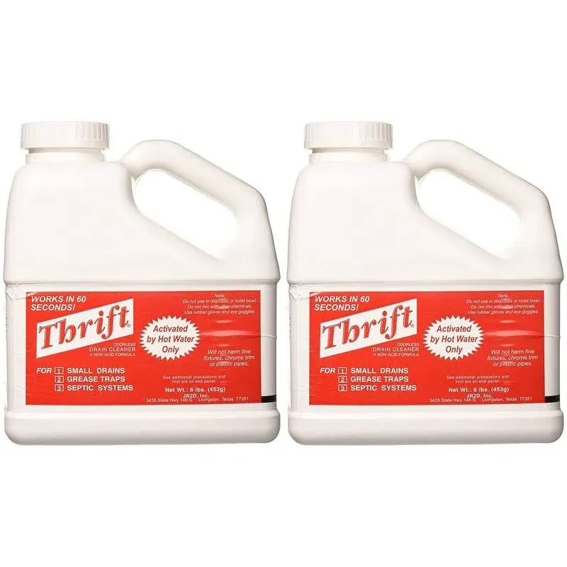 Thrift Fba_t-600 T-600 Alkaline Based 6 lb. Granular Drain Cleaner, White (Тwо Расk)