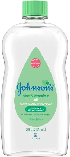 Johnson's Baby Oil, Mineral Oil Enriched with Aloe Vera and Vitamin E, 14 fl. oz