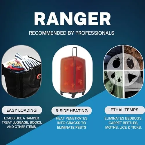 Ranger Bed Bug Heater | 100% to Reach Lethal Temperature | Used by Professionals and Homeowners | Effective Against Moths, Carpet Beetles and Lice.