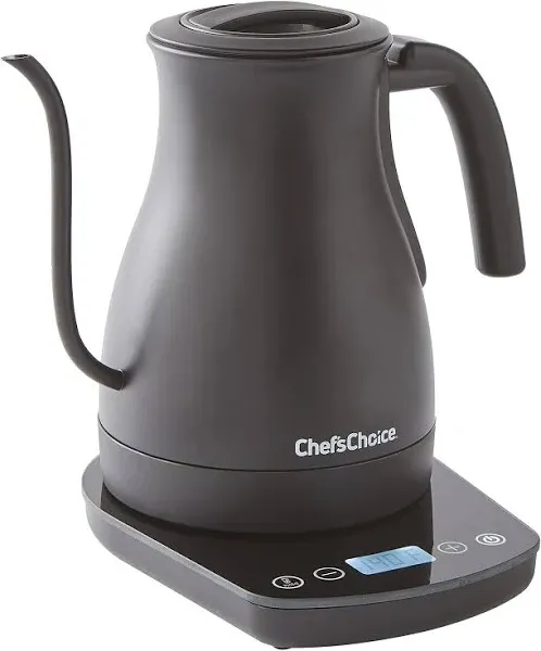 Chef'sChoice Electric Kettle Gooseneck Stainless Steel 1200 Watts with Auto-Shutoff & Boil-Dry Protection, 1-Quart, Silver