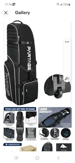 Partage Travel Golf Bag with Wheels for Airports Black Padded Pockets Brand New