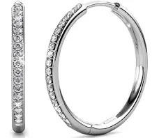 Cate & Chloe 18K White Gold Silver Hoop Earrings