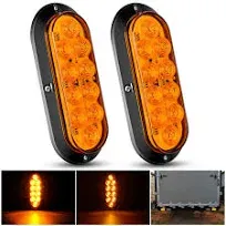 Nilight 6&#034; Oval Amber LED Trailer Tail Lights 2PCS 10 LED Waterproof Turn Signal