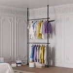 Floor to Ceiling Heavy Duty Garment Rack, Metal Adjustable Height Clothing Ha...