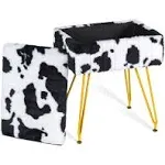 Multifunctiona<wbr/>l Vanity Stool Chair for Vanity, Padded Seat, Storage Ottoman Cow