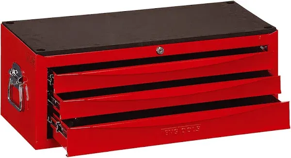 Teng Tools 3 Drawer Professional Portable Steel Lockable Red SV Middle Tool Box - TC803USV