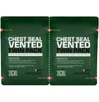 Ever Ready First Aid Vented Chest Seal with Quick Tear Twin Pack- 6.6 Square Occlusive Adhesive Dressing for Open Chest Wounds