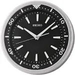 Seiko 14 Inch Watch Face Inch Wall Clock, Black & Silver Tone with Quiet Sweep