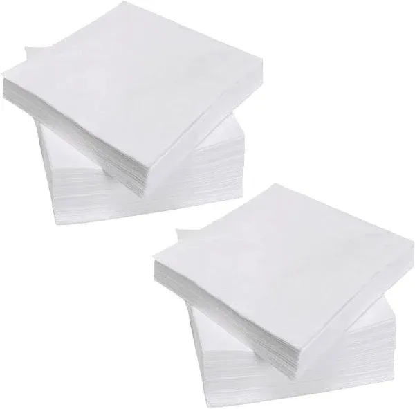 200 Count 2 Ply Plain White Beverage Napkins Disposable Four Fold Cocktails 