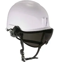 Skullerz 8974V Class E Safety Helmet with 8991 Visor Kit, Smoke Lens, 6-Point Ratchet Suspension, White