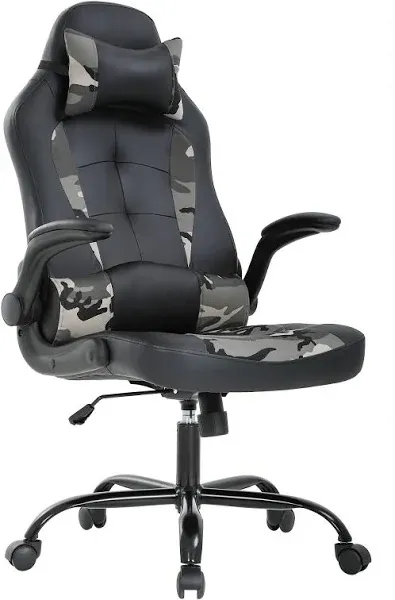 FDW PC Gaming Chair Ergonomic Office Chair Desk Chair with Lumbar Support Flip Up Arms Headrest PU Leather Executive High Back Computer Chair,Camo