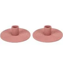 Elanze Designs Ribbed Ceramic Taper Candle Holders, Mantle Decorations, Dining Table Centerpiece, Artisan, Candlestick Holder for Tapered Candles, Pack of 4, Brick