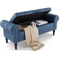 Dycanpo 50in Storage Bench with Arms Upholstered Ottoman Bench for Bedroom