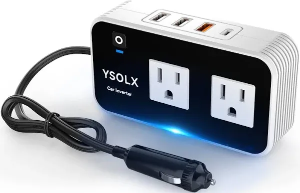 300W Car Power Inverter - YSOLX Dual DC 12V to 110V AC Car Outlet Adapter to Wall Plug, 24W Fast Charging USB-C&USB-A, Portable ​Charger Converter with for Laptops, Phones