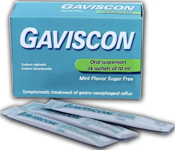 Gaviscon Liquid Mint Flavour Sugar Free 24 Sachets of 10 ml Travel Size