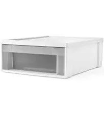 Small Stacking Drawer Unit: 1 Multiuse Plastic Storage Bin with Transparent C...