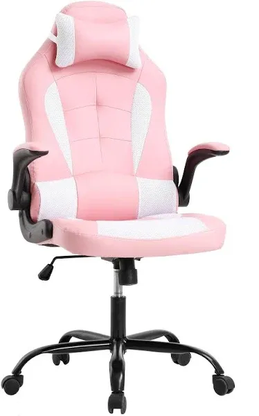 PayLessHere Gaming Chair Desk Chair Gamer Chair Ergonomic Office Chair with Lumbar Support Padded Up Arms Adjustable Headrest Pu Leather High Back Office Chair Gamer Chair for Adults Women Men,Pink