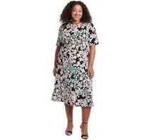 Women's London Times Printed Midi A-Line Dress