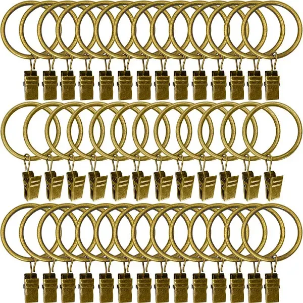 AMZSEVEN 40 Pack Curtain Rings with Clips Drapery Clips with Rings Hangers Drapes Rings 1.26 Inch Interior Diameter