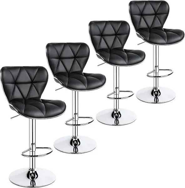 Set of 2/4 Bar Stools Adjustable Swivel PU Leather Shell Back Armless Bar Chairs