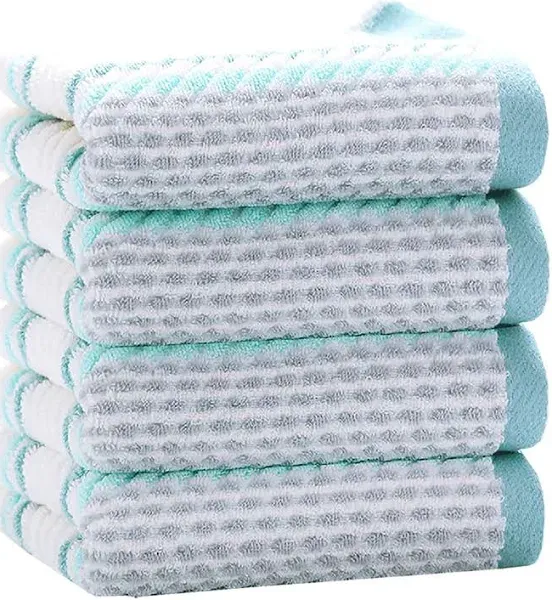 Pidada Hand Towels Set of 2 Striped Pattern 100% cotton Soft Absorbent Decorative Towel for Bathroom